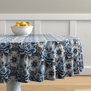 Seamless Pattern - Painted Floral Tile Pattern 2 in Blues, Grays and White product image (7)