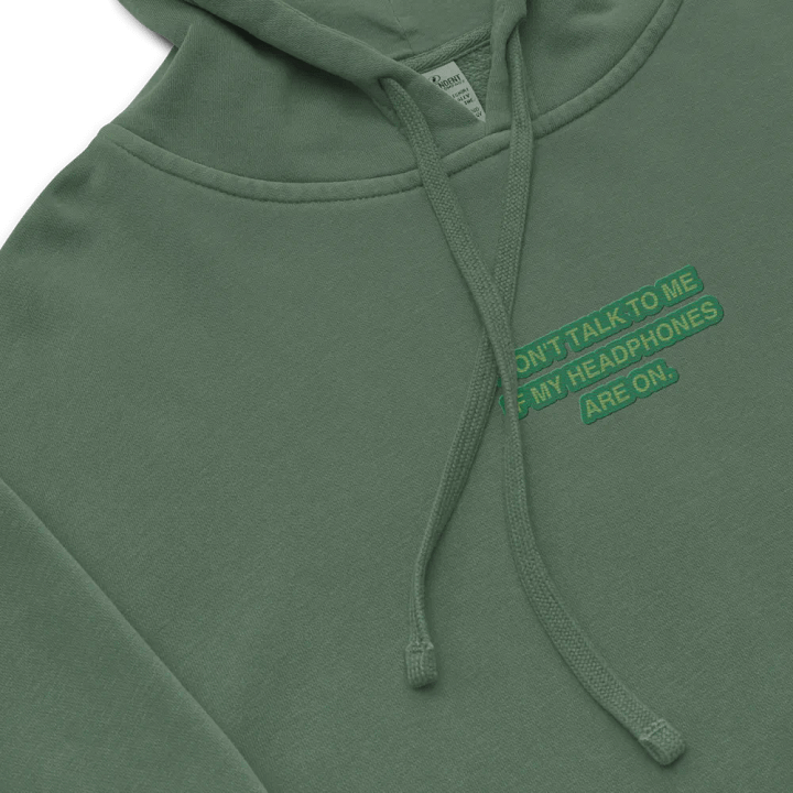 HEADPHONES ON (moss design) embroidered pigment hoodie product image (1)