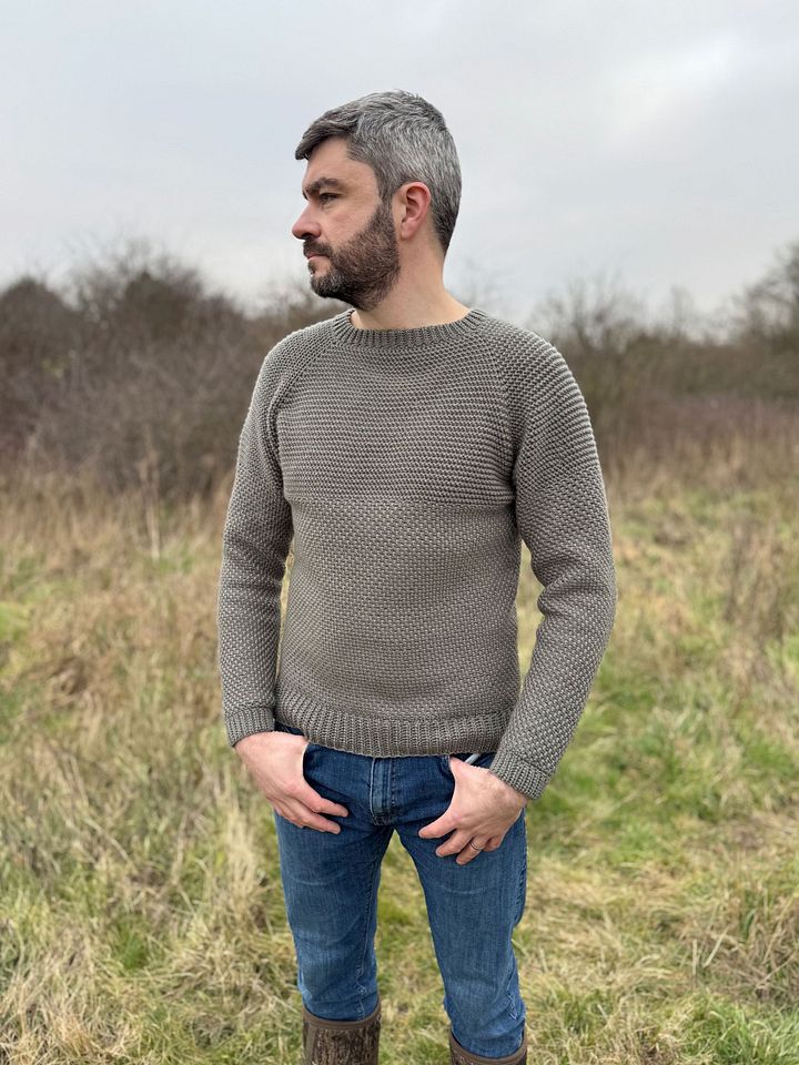 Herringbone Moss Men's Crochet Sweater Pattern product image (1)