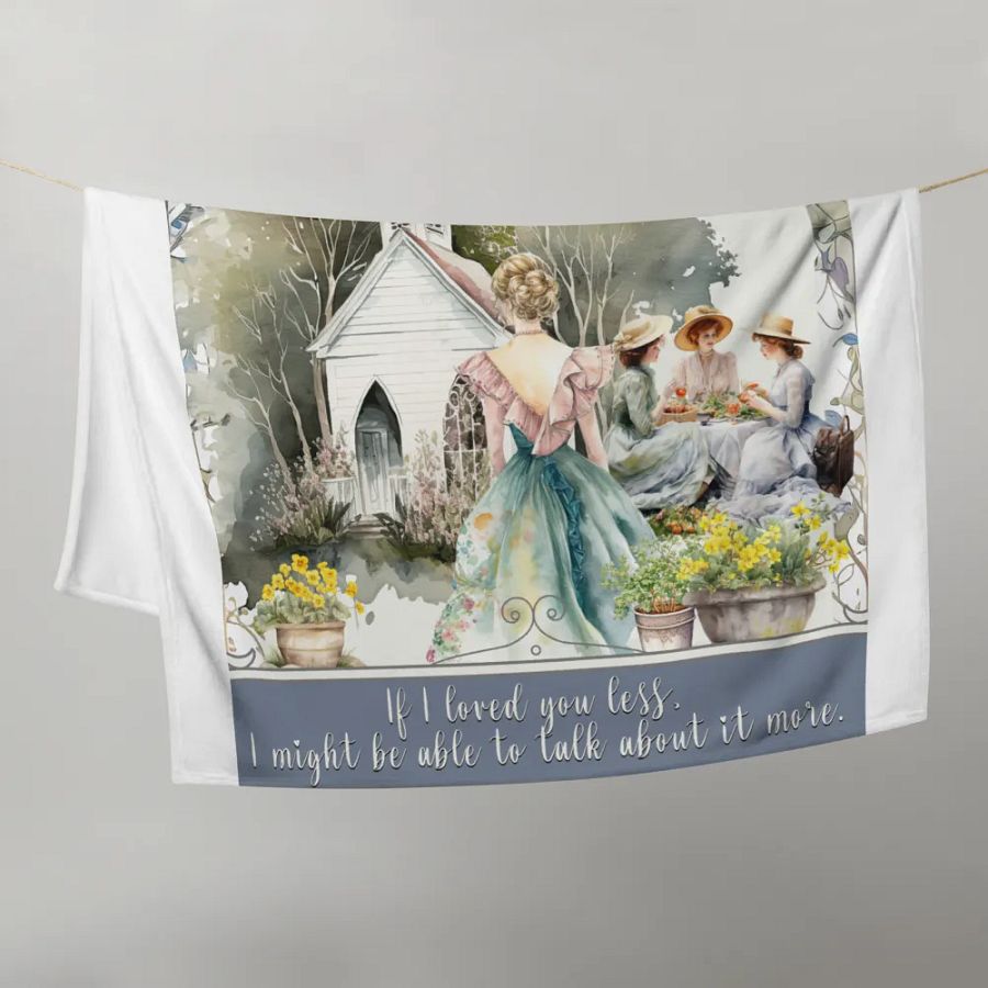 Blanket, Pride, and Prejudice Plush Throw, Jane Austen Historical Romance Gift, Bookish Literary Jane Austen Fan Art Gift for Her, Bookclub product image (10)
