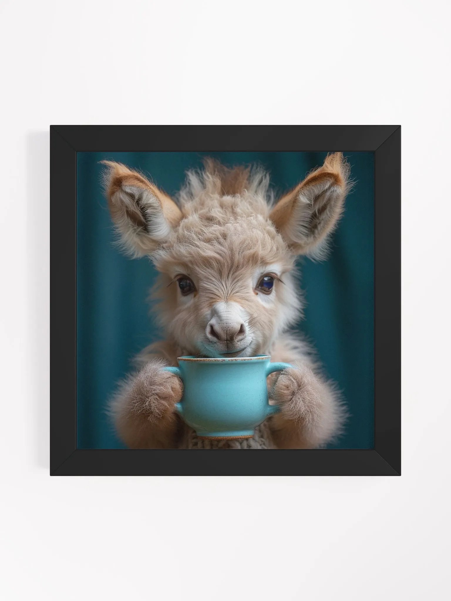 Coffee Lover Cute Baby Donkey Burro Framed Wall Art product image (1)