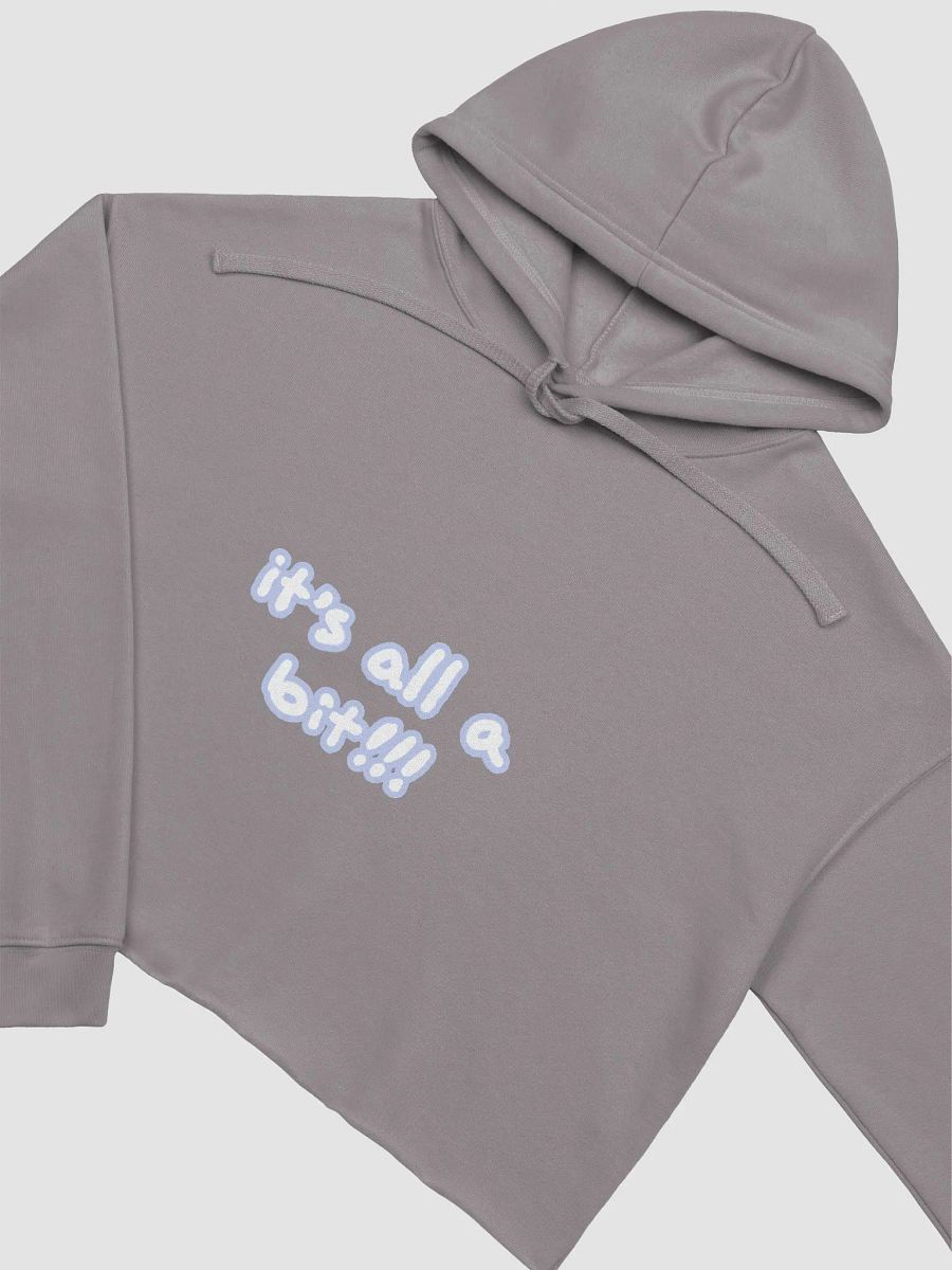 “It’s all a bit!!!” (lined design, #BDCAEF) fleece cropped hoodie product image (25)