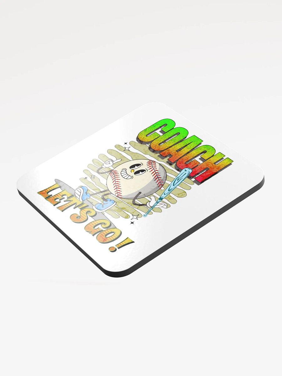Retro Mascot Coach Lets Go Baseball Cork Coaster product image (3)