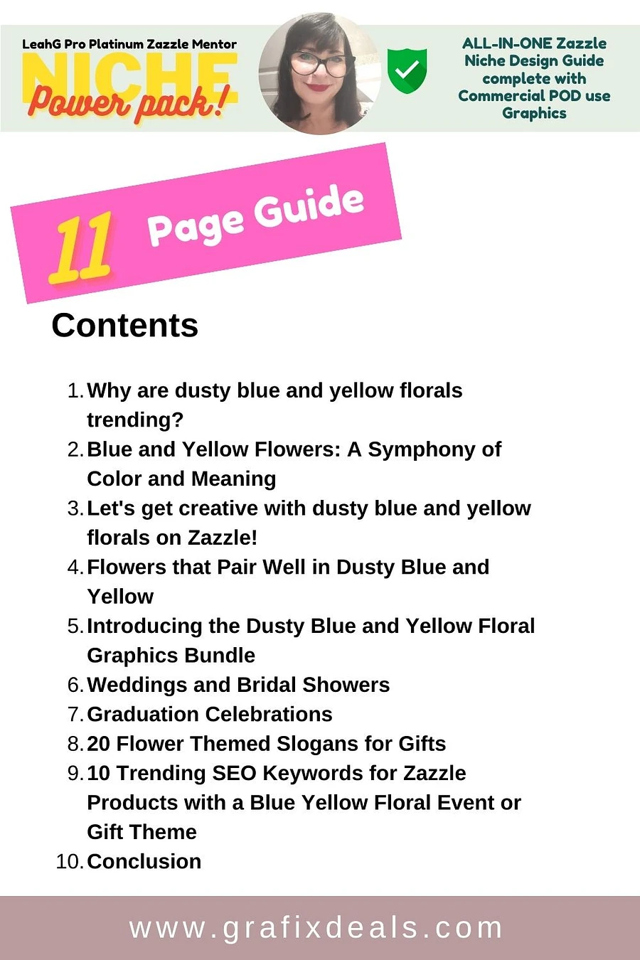 Designing with Flowers | Dusty Blue Yellow Zazzle Niche Guide plus Commercial POD Graphics Clipart product image (2)