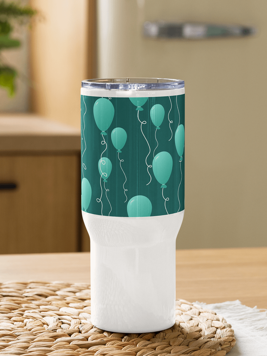 Party Time! Teal Balloon Stainless Steel Travel Mug with Handle product image (10)