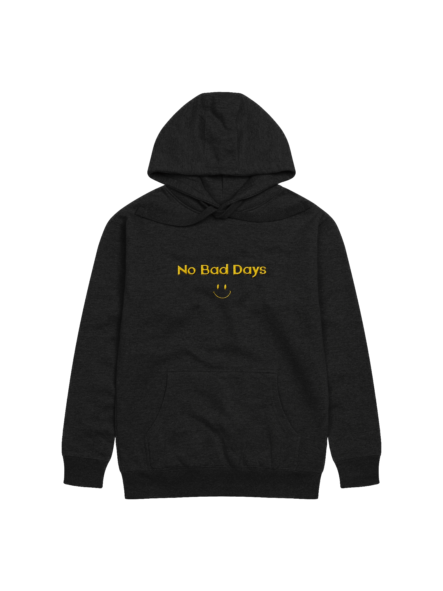 “NO BAD DAYS" Embroidered Hoodie – Gold Stitch Minimalist Streetwear Pullover for Men & Women” product image (8)