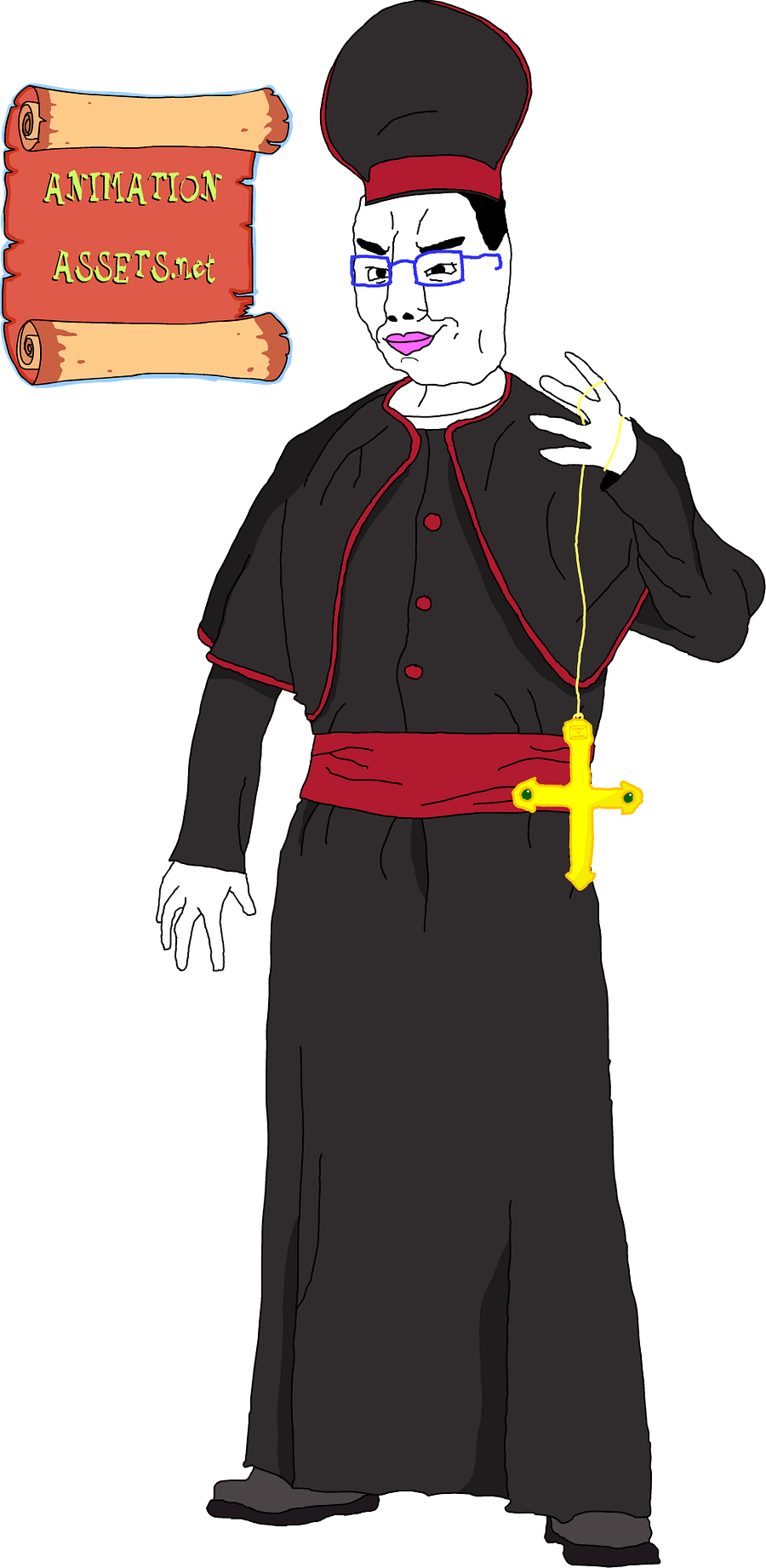 Chudjak Red High Priest Standing and Swinging Cross | Digital Animation Download product image (1)