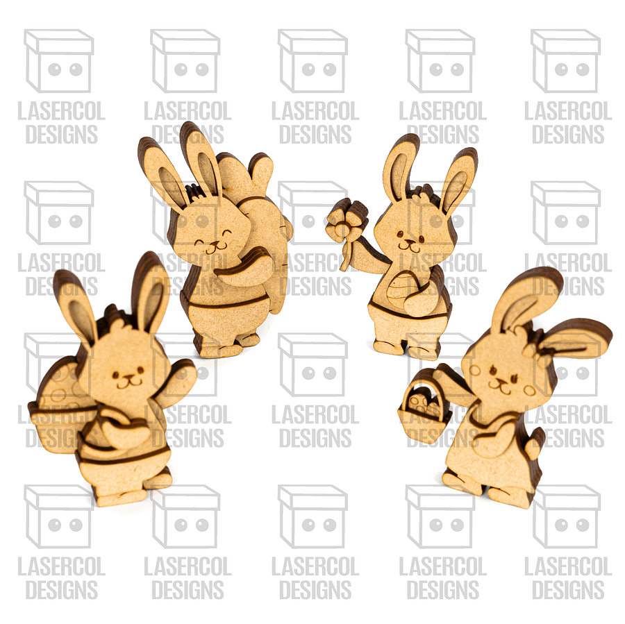 Cute Easter Bunny Figurines Set 1 - Laser Cut Files product image (4)