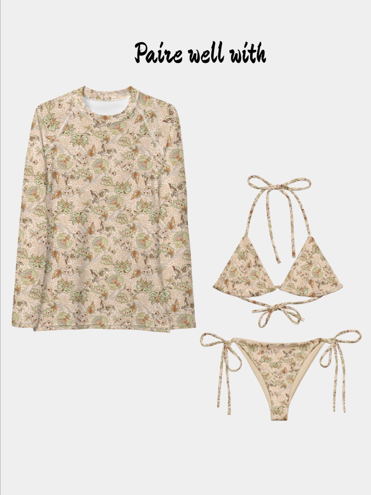 Rash Guard "Elegant Neutral Beige Chintz" product image (5)