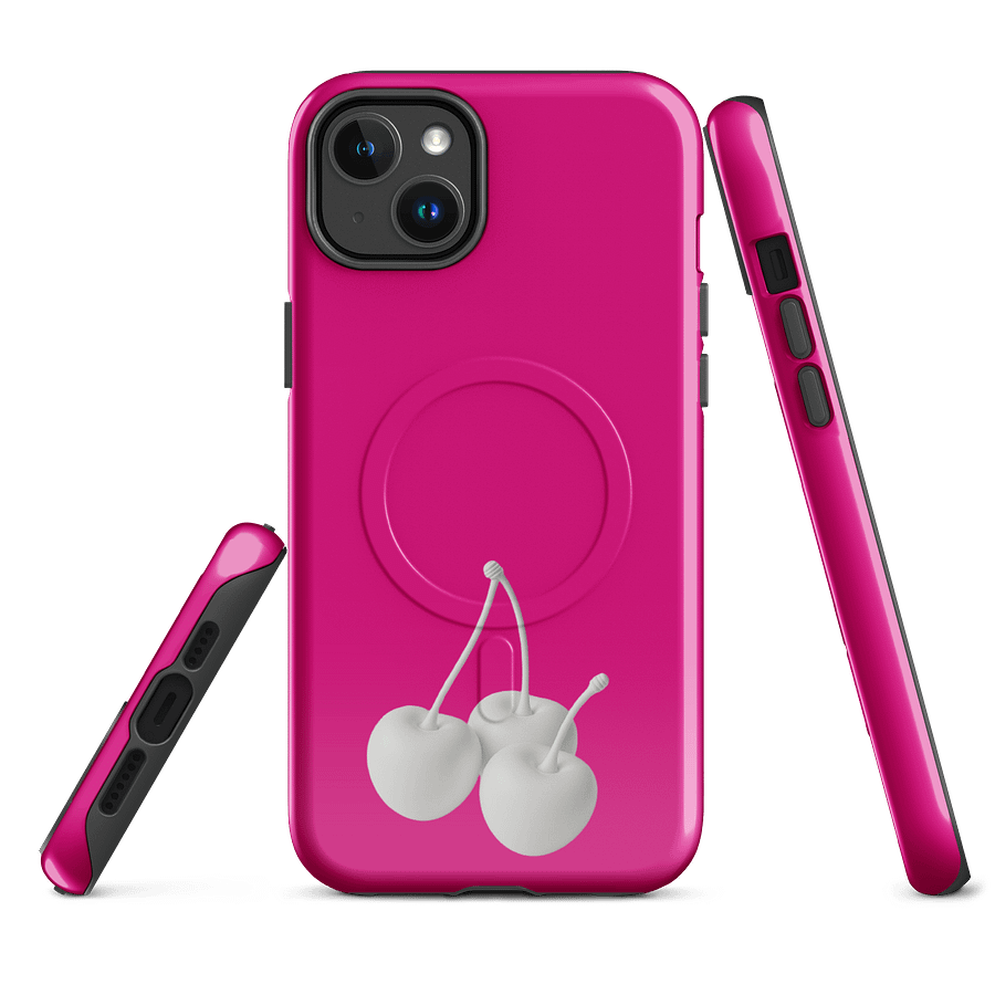 Magenta White Cherry Cherry Cherries MagSafe® Tough iPhone® Case product image (1)