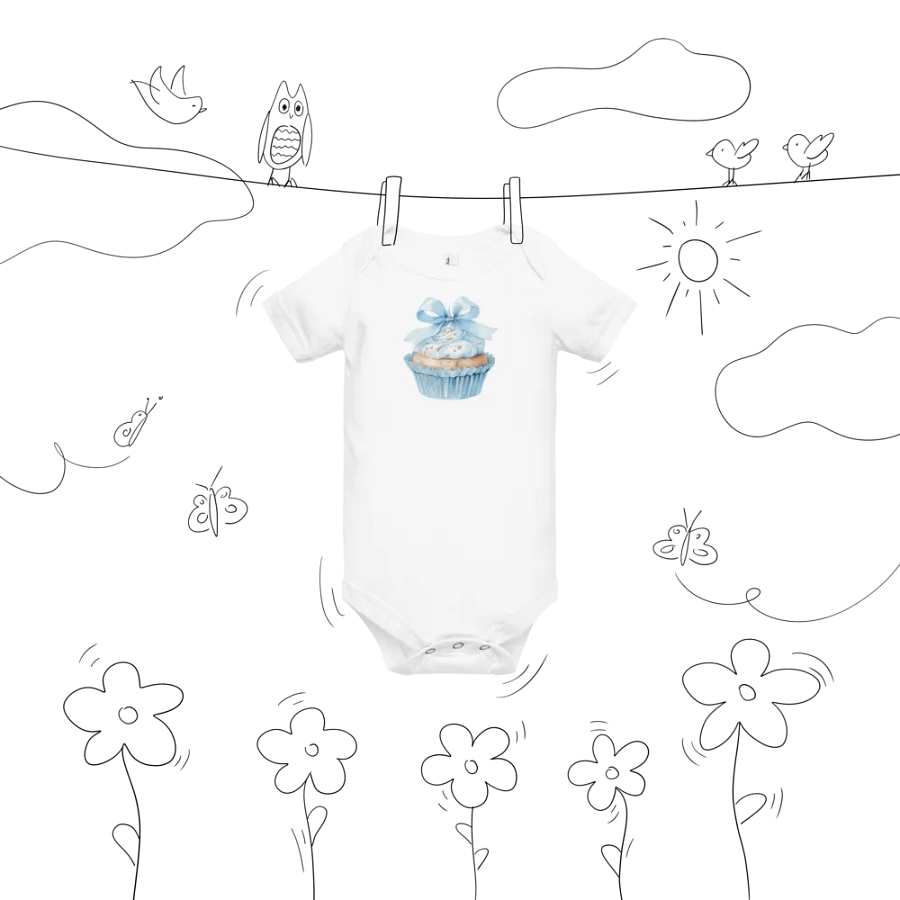 Baby Blue Gift Cupcake Onesie product image (10)