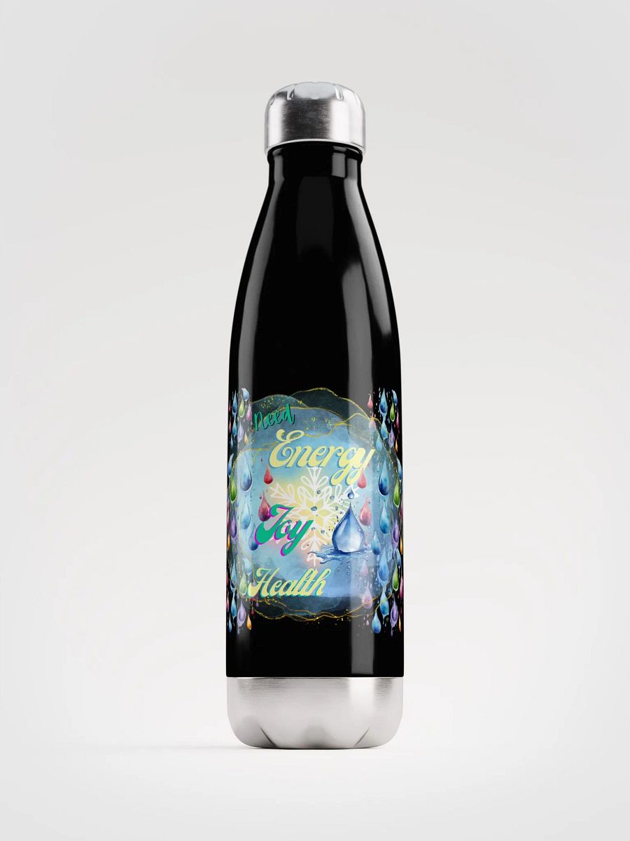 Stainless steel water bottle with beautiful swirly  water drop splash and drops design product image (1)