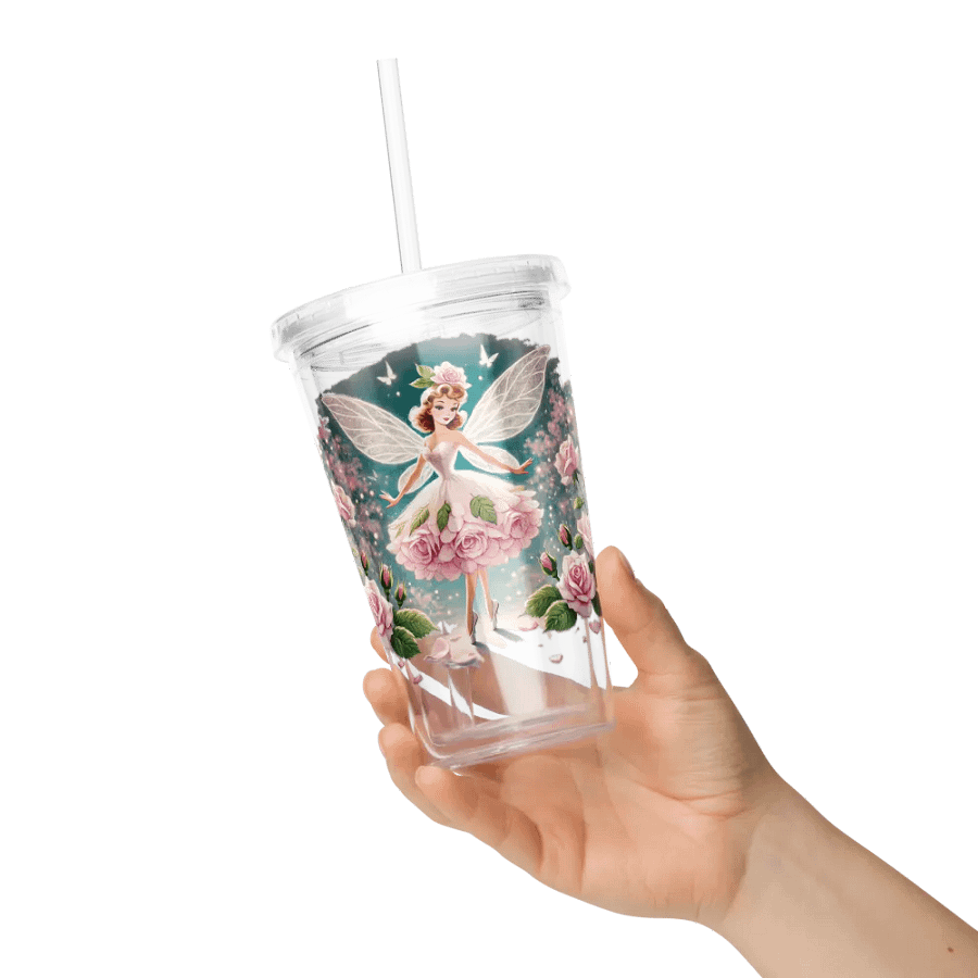 Pink Rose Fairy Plastic Tumbler with Straw product image (6)