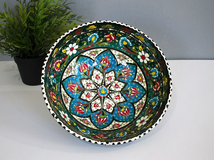 Handmade bowl (Green), Turkish decor — handmade pottery, handmade ceramic, home decor, handmade gift, Turkish ceramic product image (4)