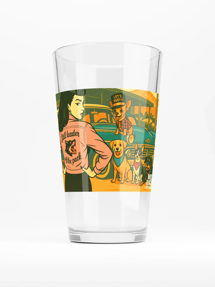 Mels Angels “Leader of the Pack” Retro Dog Pint Glass (16 oz) product image (1)