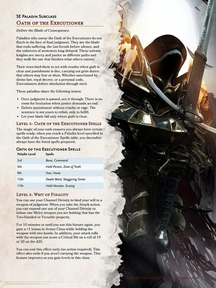 Oath of the Executioner | 5E 24 Paladin Subclass product image (2)