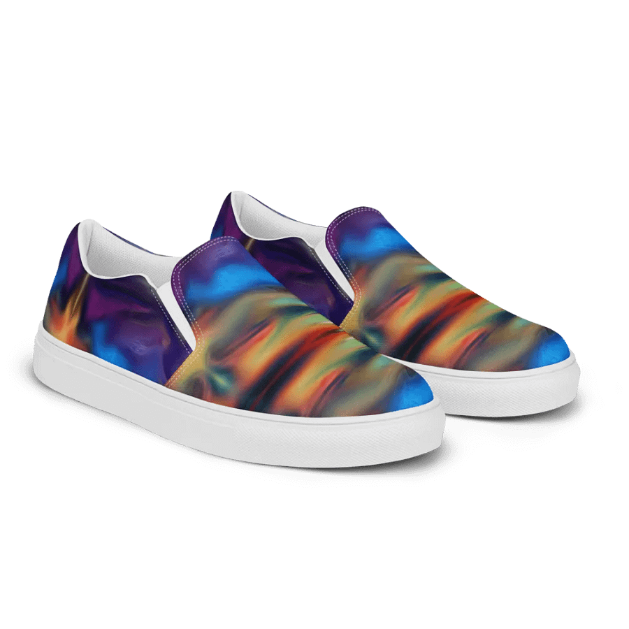 Colorful Pattern Womens Canvas Slip-On Shoes | Rainbow Pattern Shoes product image (6)
