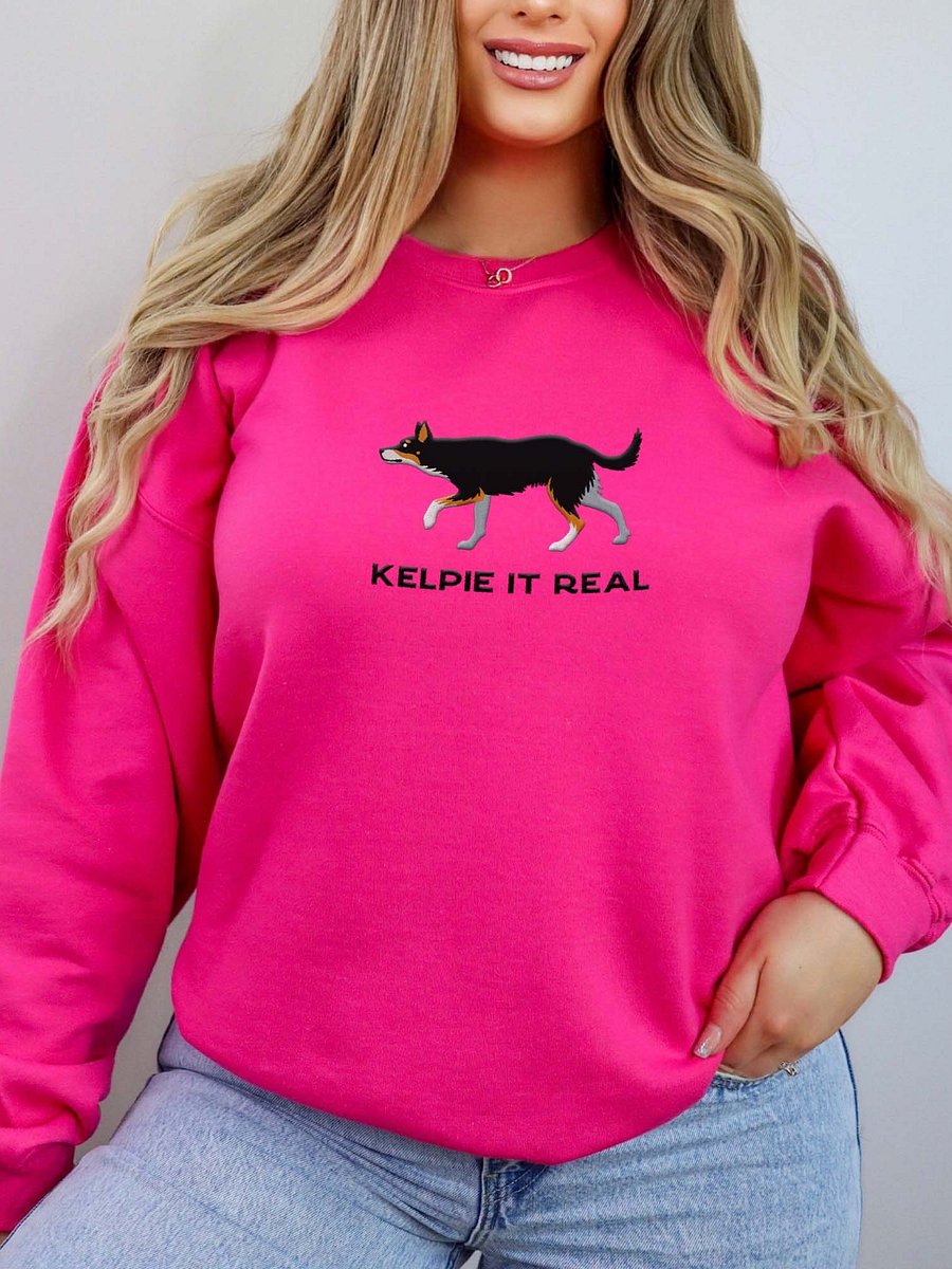 Kelpie It Real Sweatshirt (Embroidered) of an Australian Kelpie(Tricolor) product image (2)