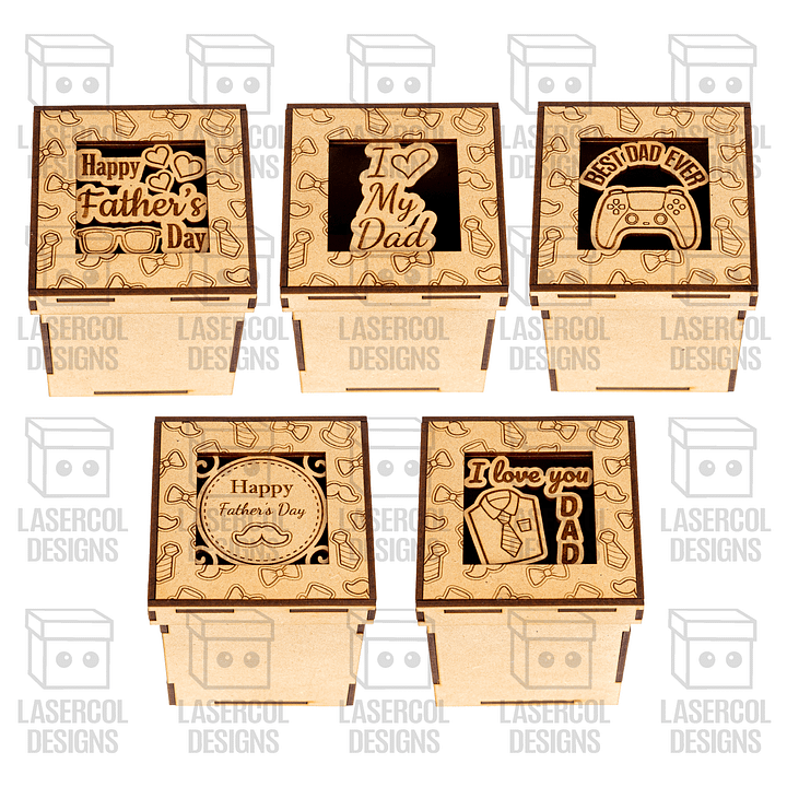 Father's Day Gift Boxes Set 2 (3 Sizes, 5 Styles) - Laser Cut Files product image (2)