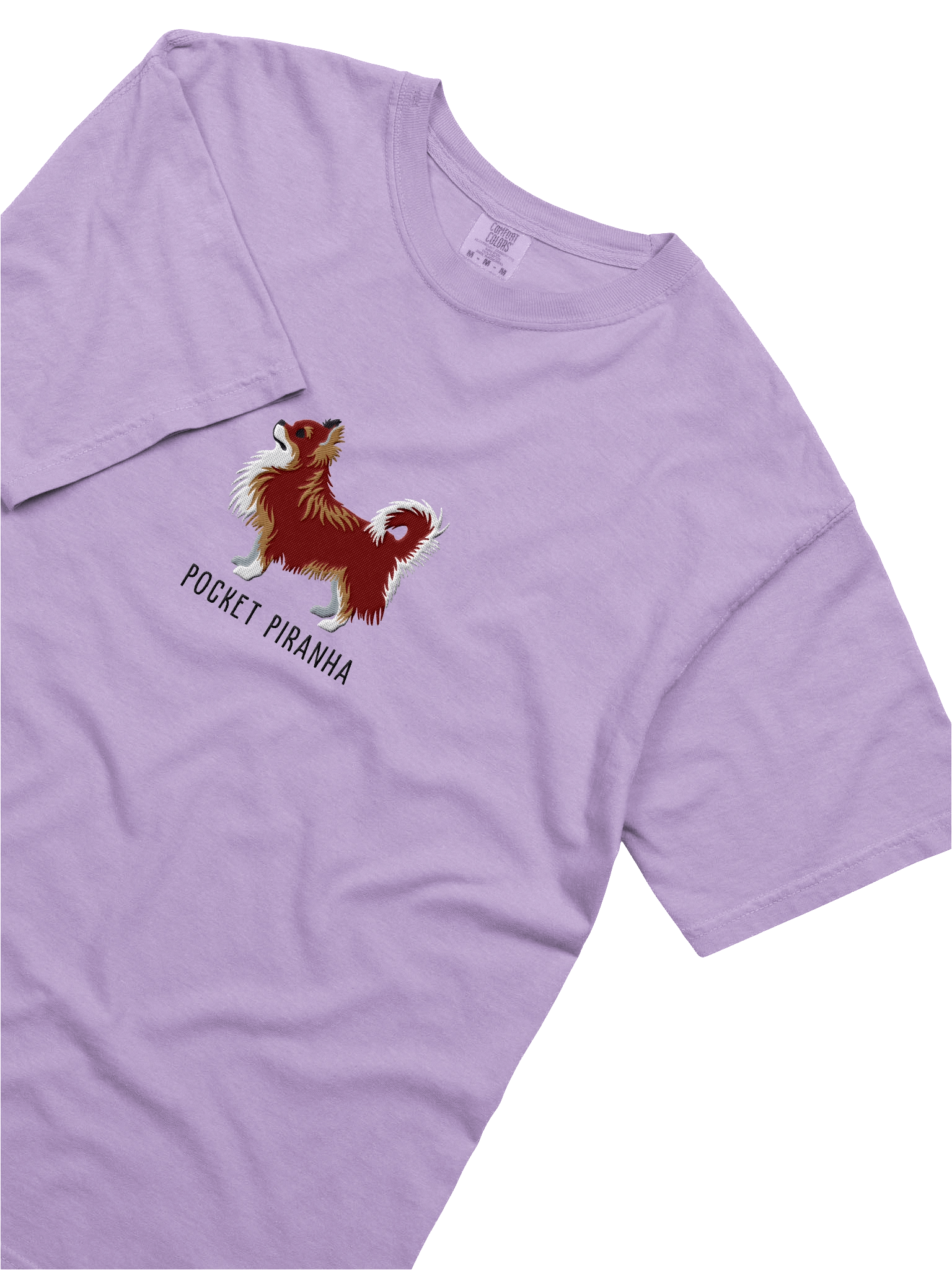 Pocket Piranha T-Shirt(Embroidered) of a Longhaired Chihuahua(Chocolate) product image (35)