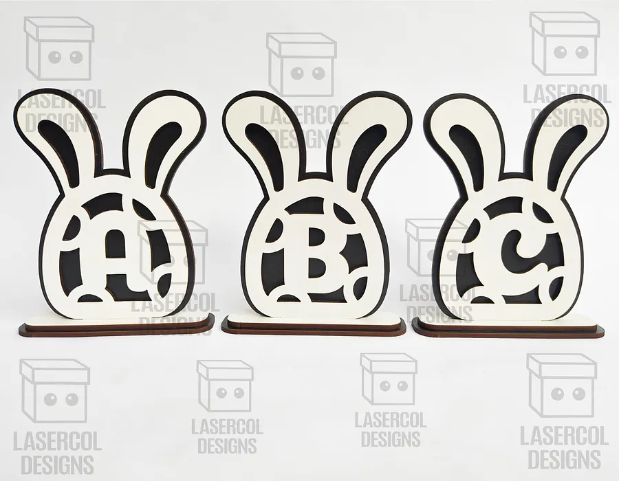 Easter Bunny Monogram Set 4 (3 Sizes) - Laser Cut Files product image (5)
