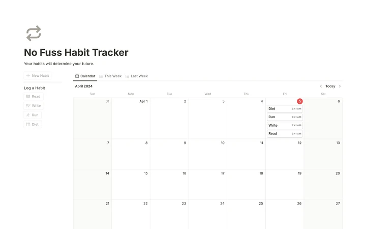 No Fuss Habit Tracker | FREE Notion Template product image (2)