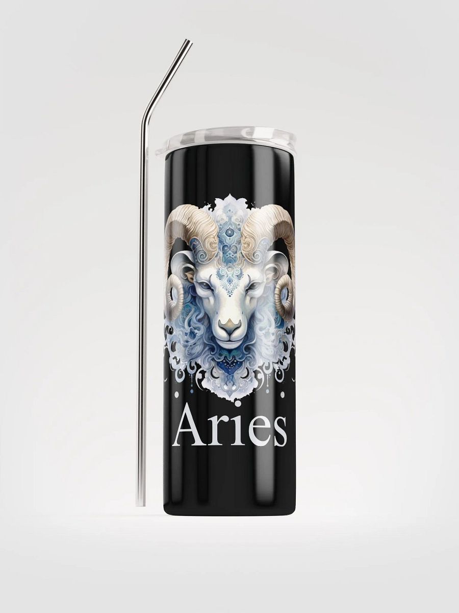 Astrology Delight: Aries Illustrated Zodiac Stainless Steel Tumbler - Reusable, Stylish, and Eco-Friendly! ♈ product image (1)