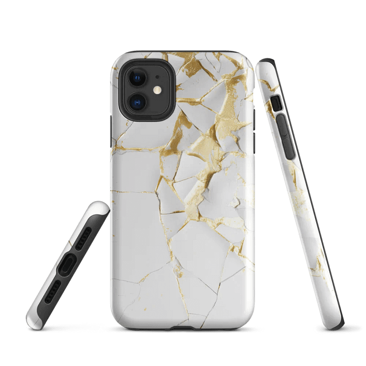 Elegant White & Gold Kintsugi Tough iPhone Case product image (1)