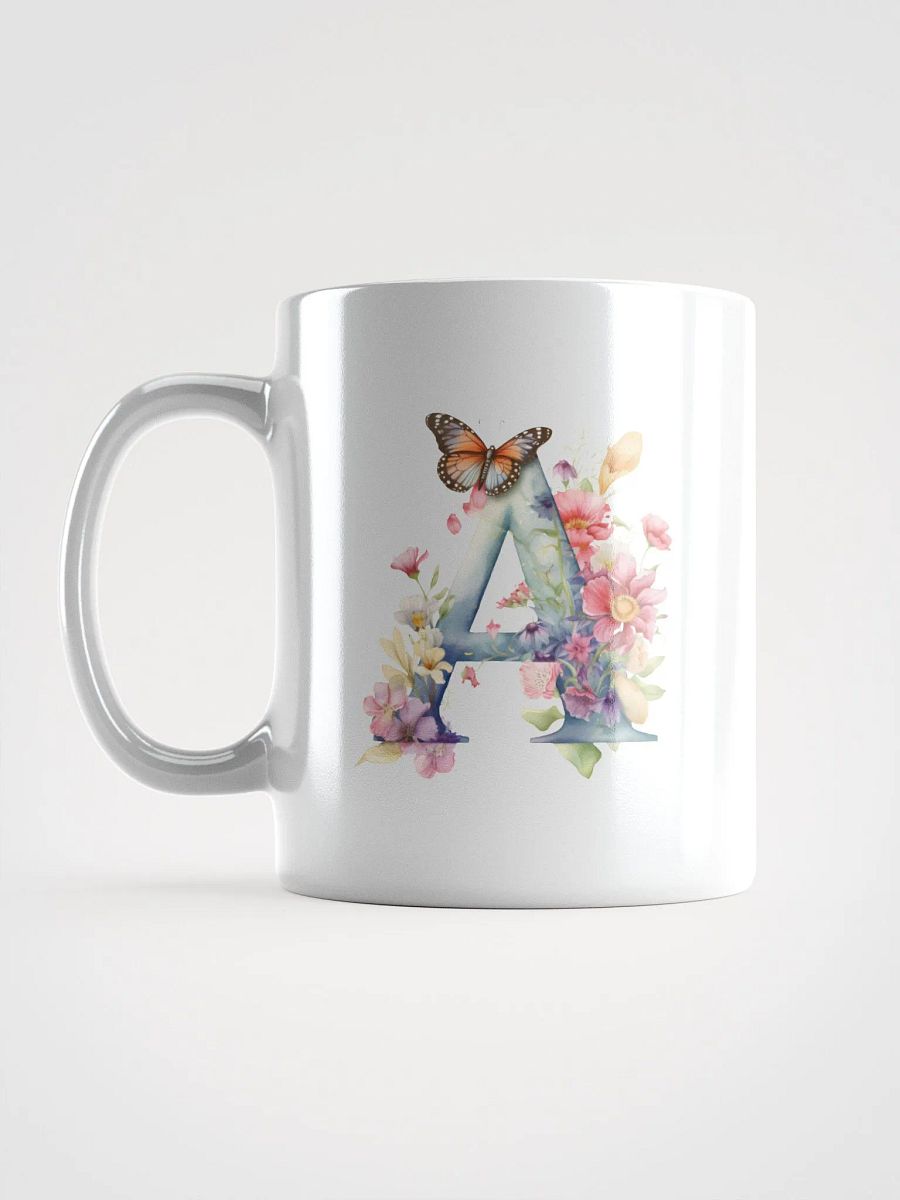 Letter A Monogram Floral Fantasy White Glossy Mug product image (18)