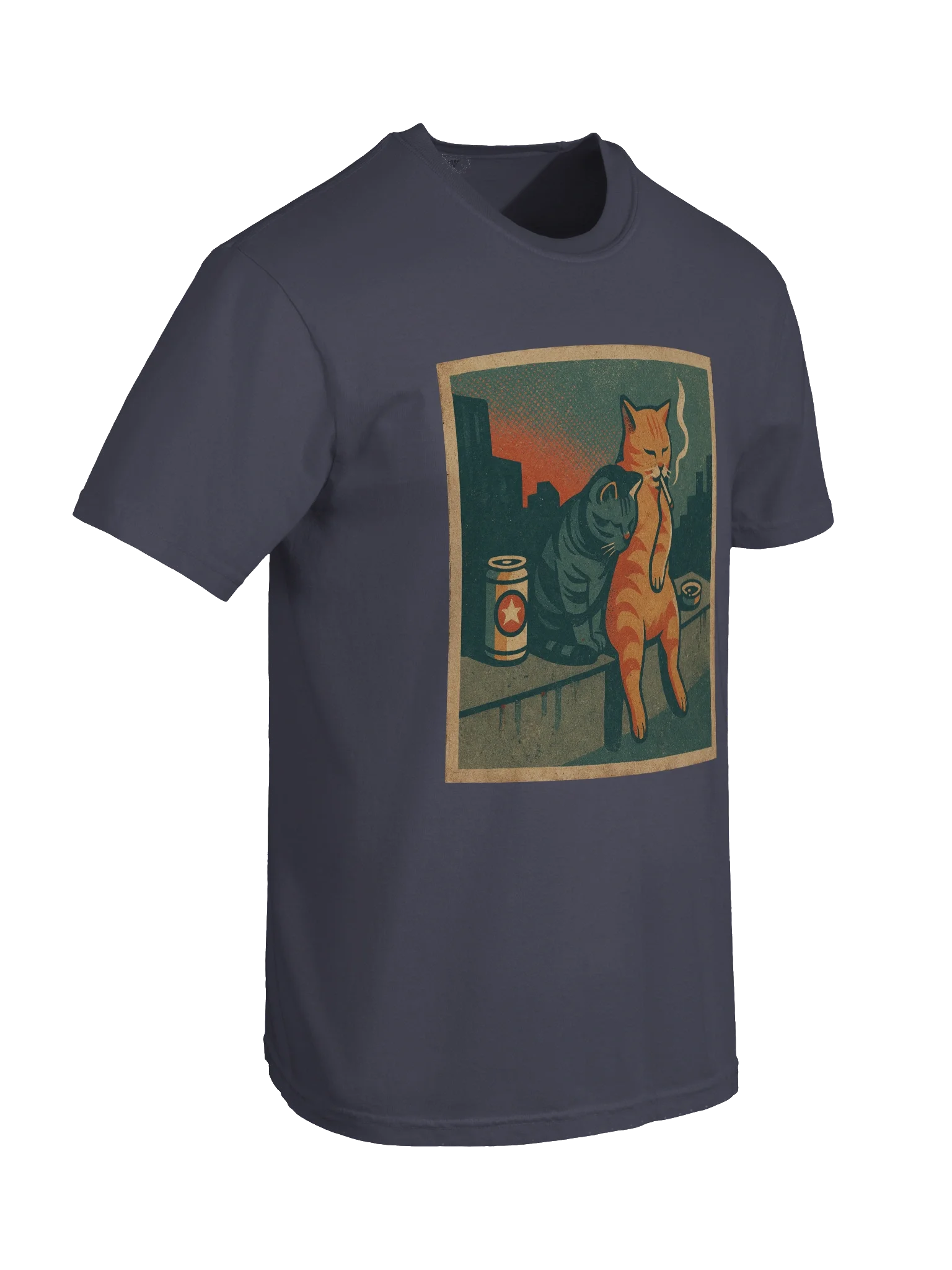 Smoking Cat and Friend Funny Meme Cat Retro Comic Style T-shirt product image (8)