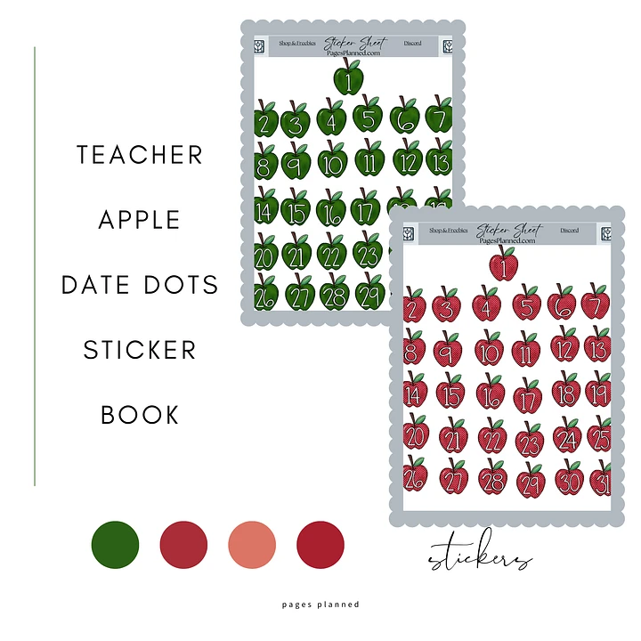 Teacher Apple Date Dots Sticker Bundle for Goodnotes product image (1)