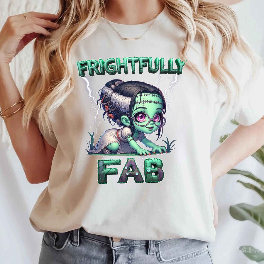 Baby Frankenstein Girl Halloween Clipart, Frightfully Fab PNG, Cute Spooky Sublimation, Digital Download for Shirts & Tumblers product image (3)