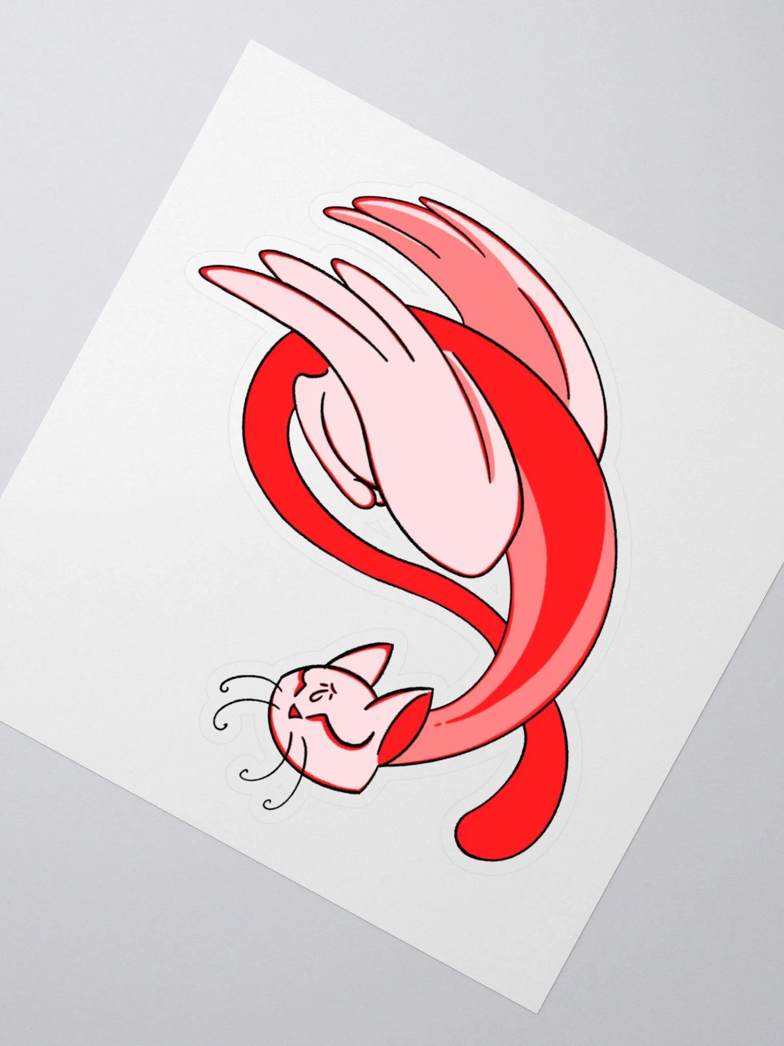 Calming Red Cat-Owl Sticker product image (1)