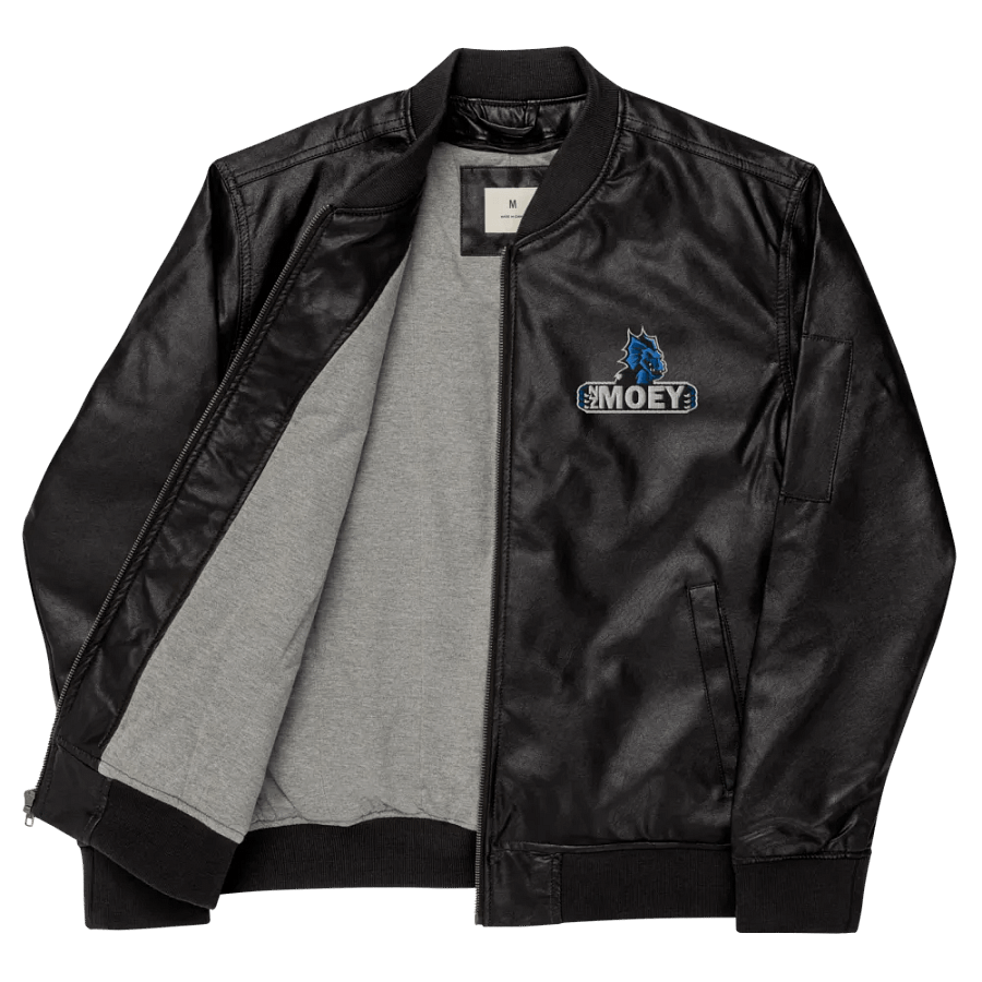 NZMOEY Logo Threadfast Apparel Faux Leather Bomber Jacket product image (9)