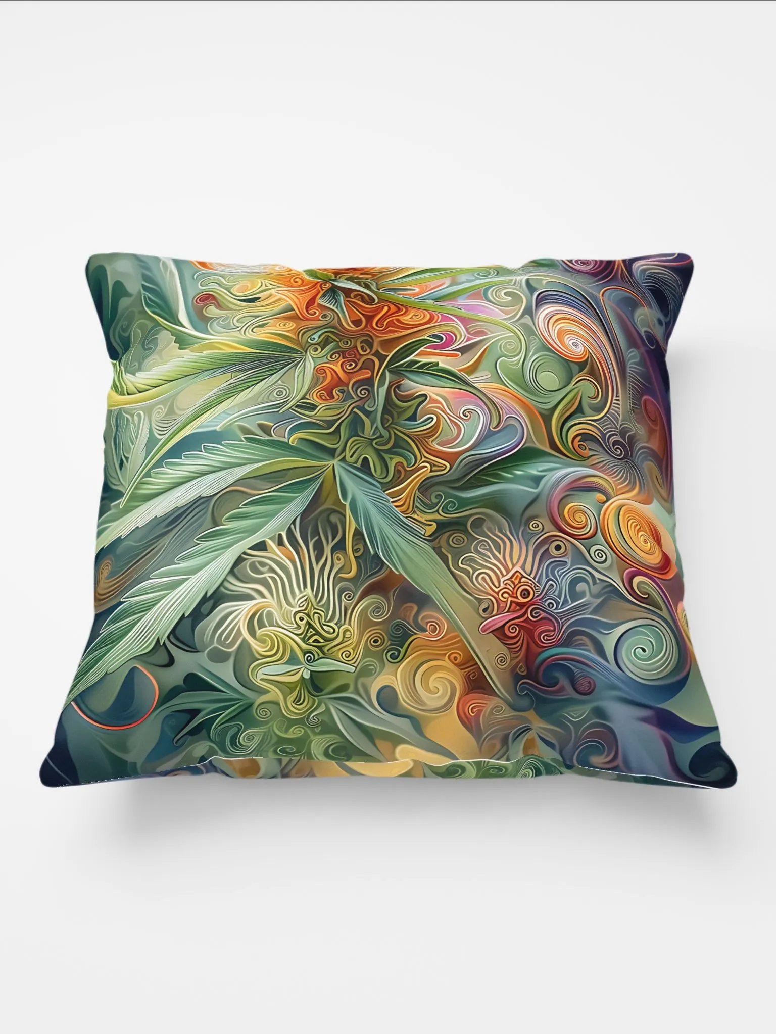 Psychedelic Bloom Cannabis Leaf Pillow – Abstract Trichome Art Vibe for Your Chill Zone product image (7)