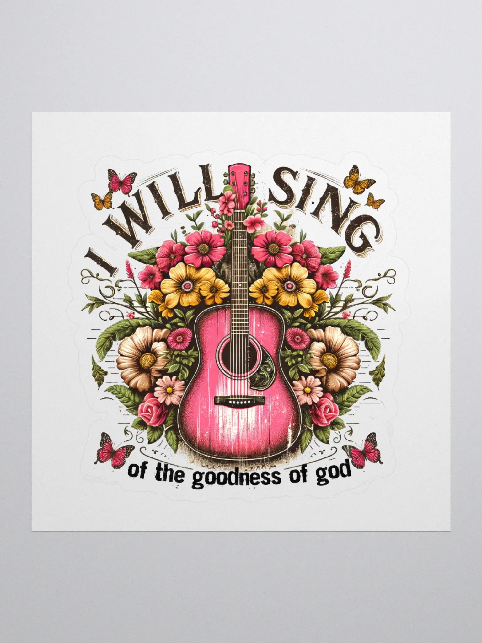 I Will Sing of the Goodness of God Guitar Sticker product image (1)
