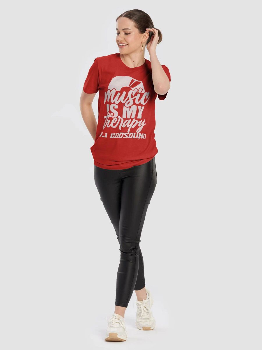 DJ T-Shirt With Graphic Rapper Merch Band Merch Music Merch By DJ GodSound "Music is My Therapy" Classic Fit UNISEX Red T-Shirt product image (10)