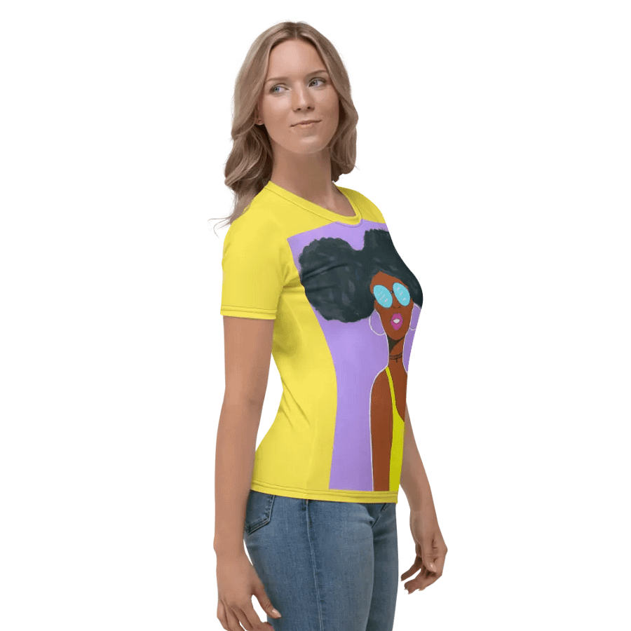 Afro American girl - (acrylic painting picture) - art by Dina R. Women's Crew Neck T-Shirt product image (3)