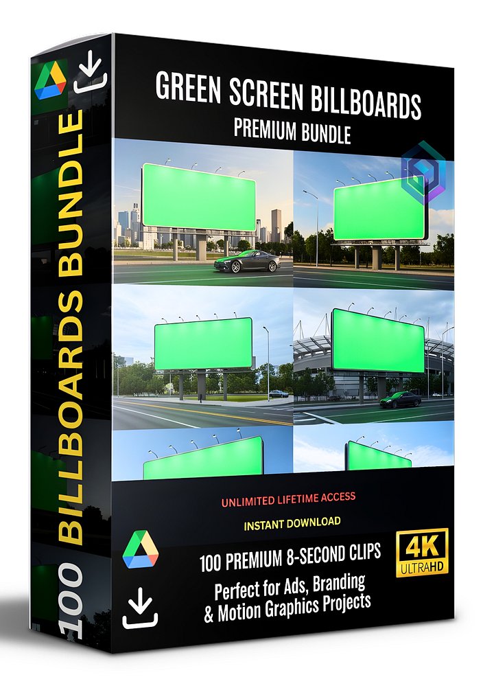 100 HIGH-QUALITY GREEN SCREEN BILLBOARD CLIPS BUNDLE FOR VIDEO PRODUCTION product image (1)