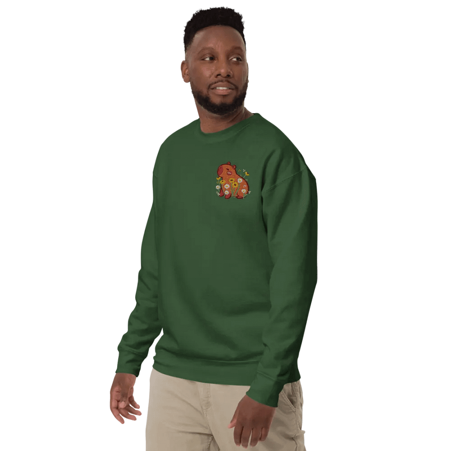 Peaceful Capybara Floral Embroidered Premium Sweatshirt product image (8)