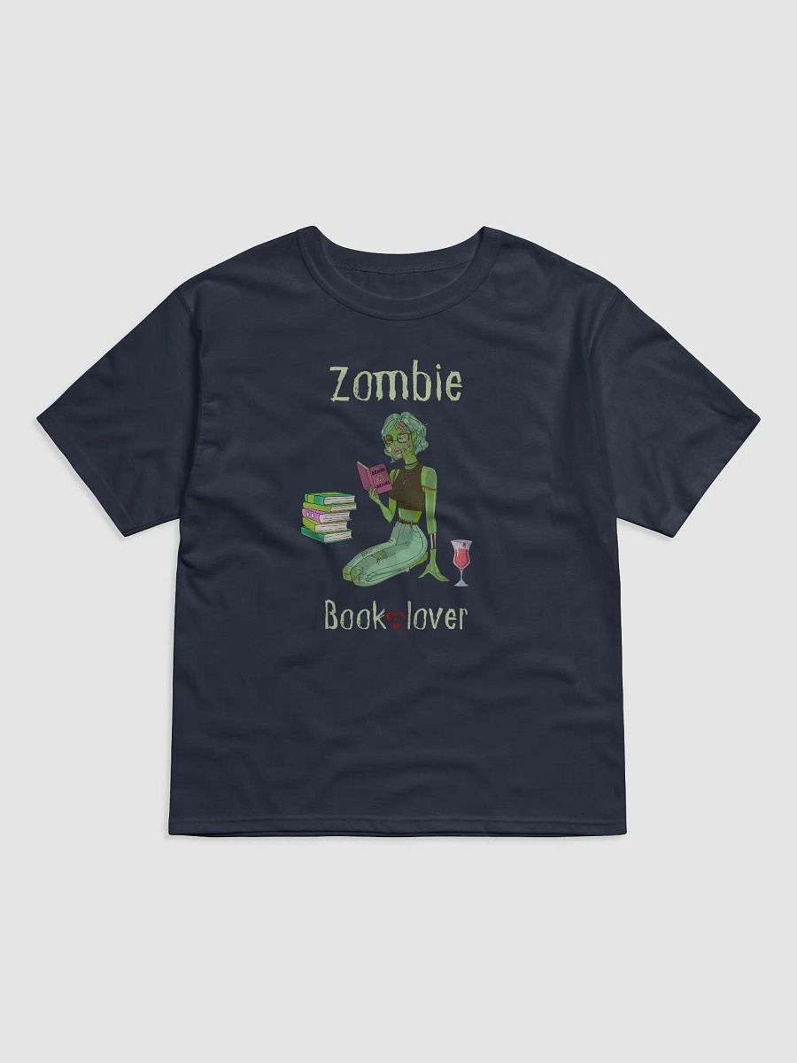 Zombie Book Lover Navy Relaxed T-shirt product image (1)