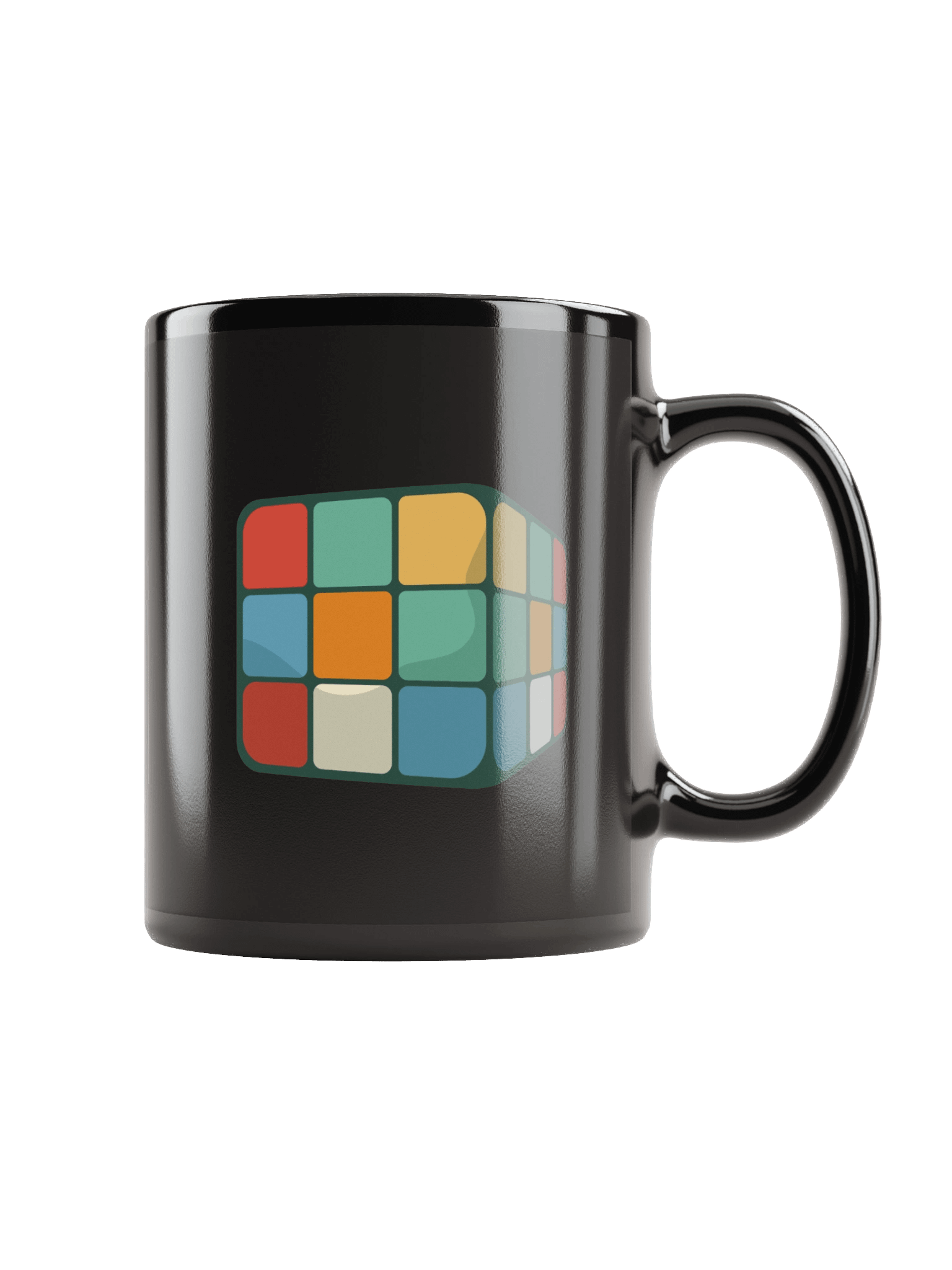 70s Rubiks Cube Black Coffee Mug - Double Sided Print product image (1)