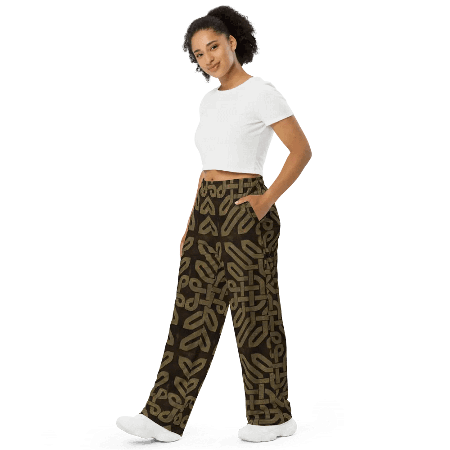 Faux Leather Graphic Celtic Knot Wideleg Pants product image (4)