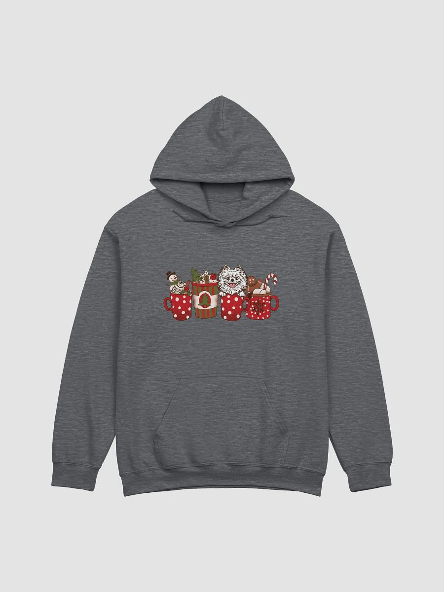 Cute Pomeranian(White) in a Christmas Cup Hooded Sweatshirt | Funny Christmas Pup in a Cup product image (4)