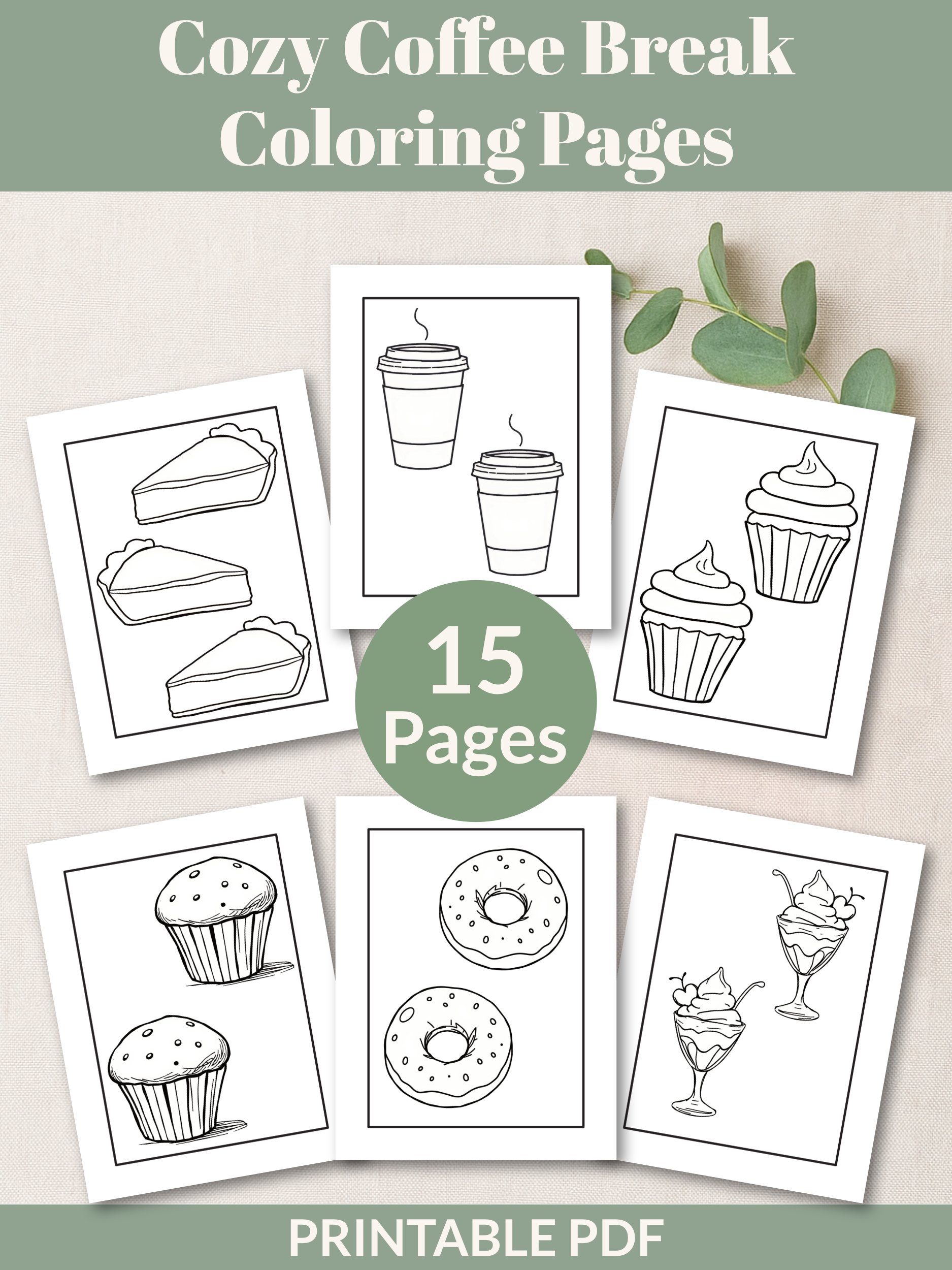 Cozy Coffee Break Coloring Pages – Printable Set of 15 product image (1)