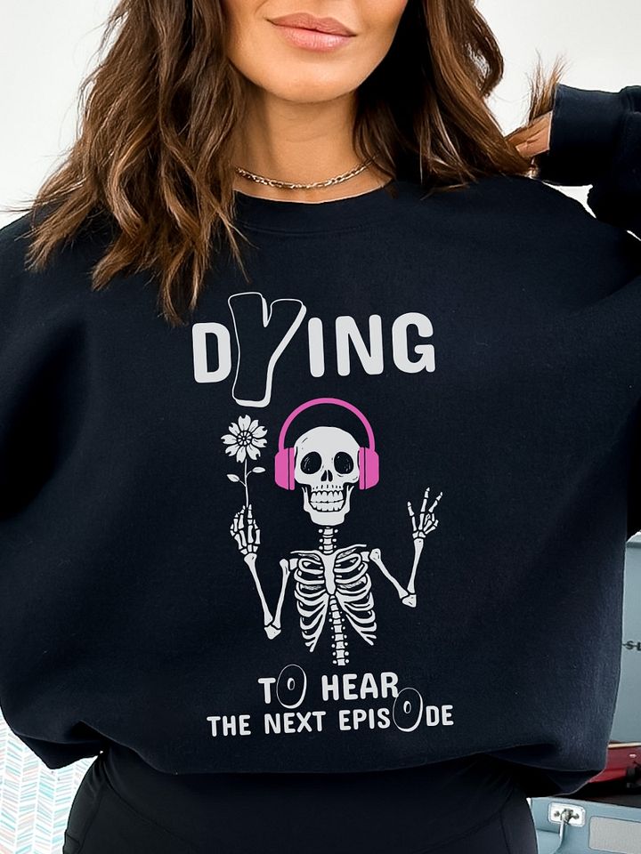 Skeleton Listening A True Crime Podcast Dark Sweatshirt product image (1)
