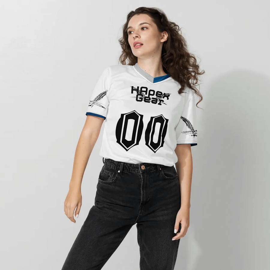 Cuban - White - Recycled Unisex Sports Jersey - Black HApex Gear Black Logo product image (8)