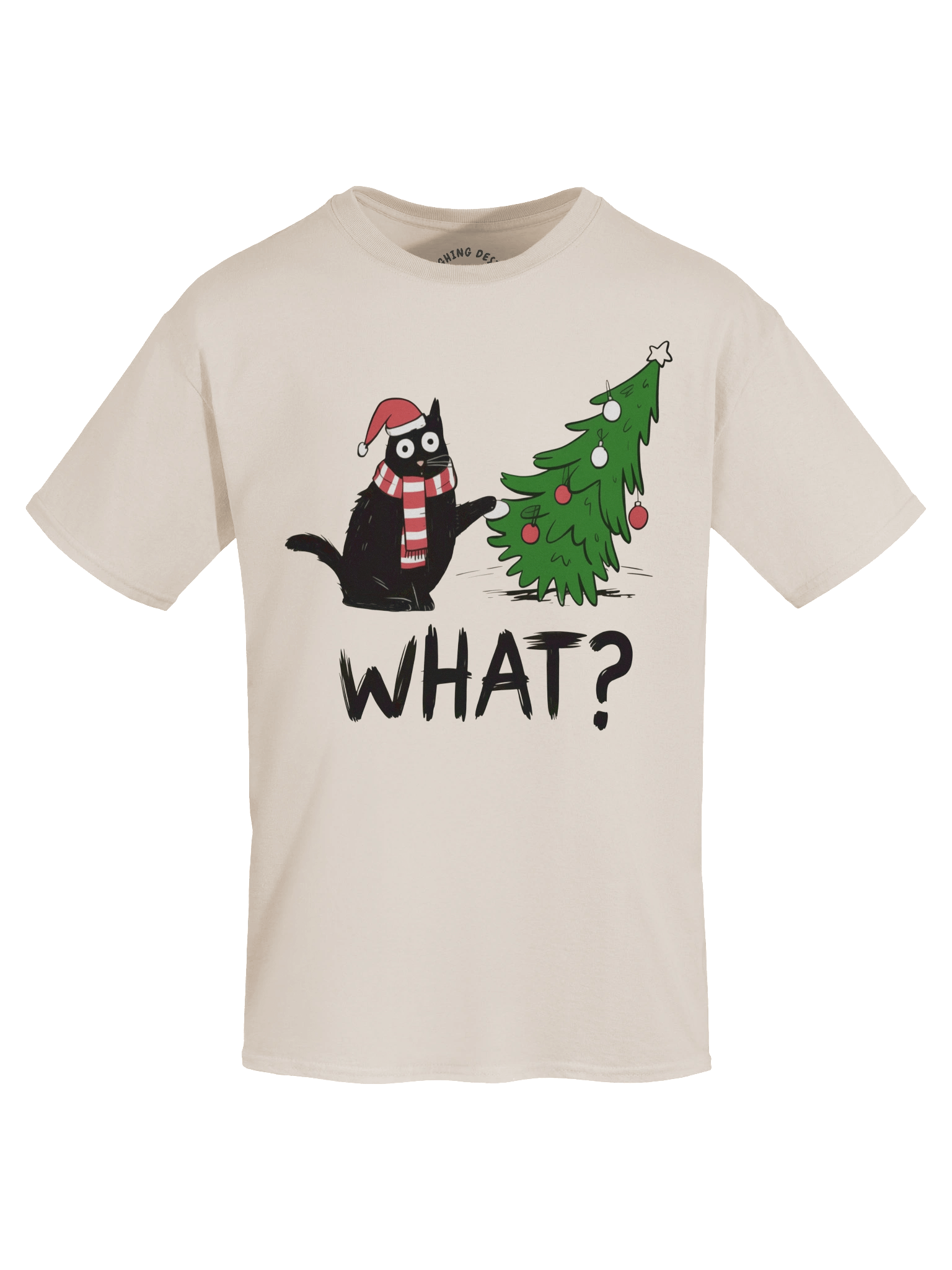 "WHAT?" Funny Cat Christmas Tree T-Shirt product image (1)
