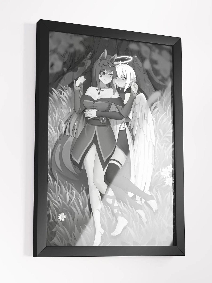 Cuddles under the cherry blossom black and white framed product image (3)