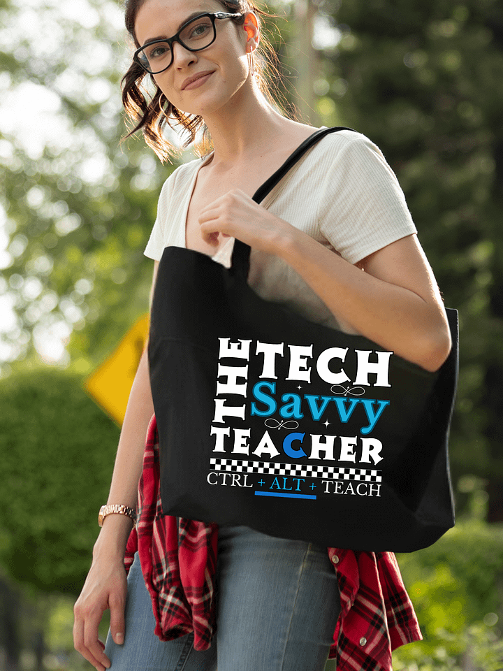 The Tech Savvy Techer, Ctrl + Alt + Teach Dark Eco Tote Bag product image (1)